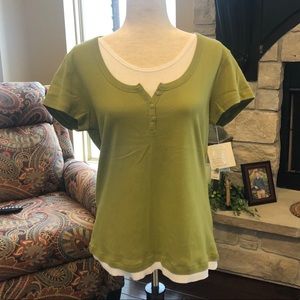 Croft & Barrow Top Olive Green Short Sleeve Lg New